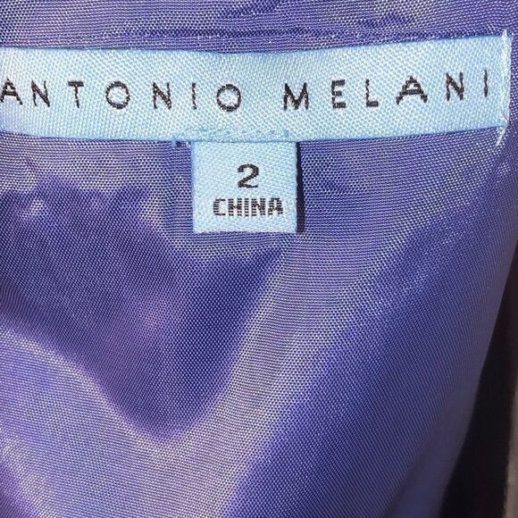 Antonio Melani Linen Light Blue Umbra Sleeveless Ruffled V Neck Sheath Dress 2 - Picture 6 of 7